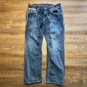 Rock Revival Denim Blue Jeans Men’s Harper Straight Sz 38 READ